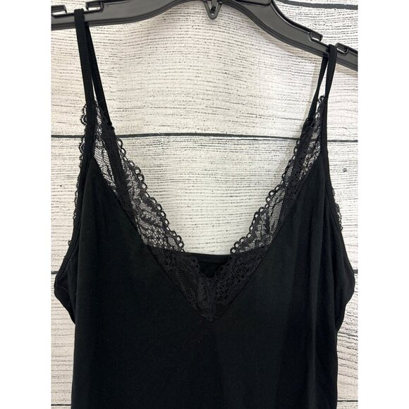 NWOT Black Lace-Trimmed V-Neck Bodysuit Size L - Picture 2 of 3